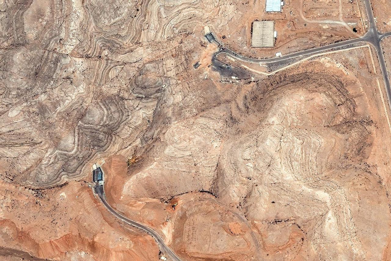 A satellite image shows tunnel entrances at the Isfahan Nuclear Technology Research Center