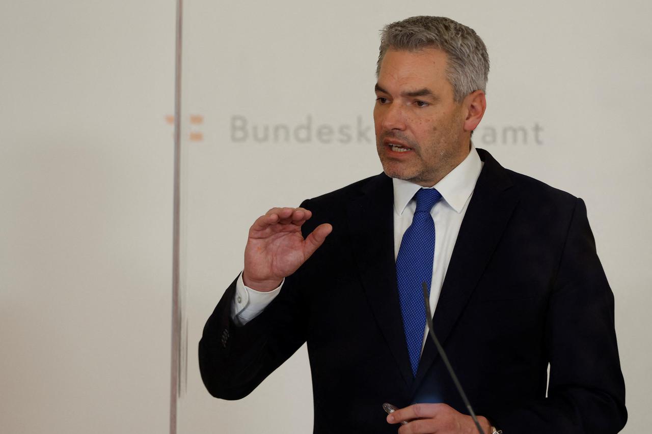 Austrian Chancellor Nehammer attends a news conference in Vienna