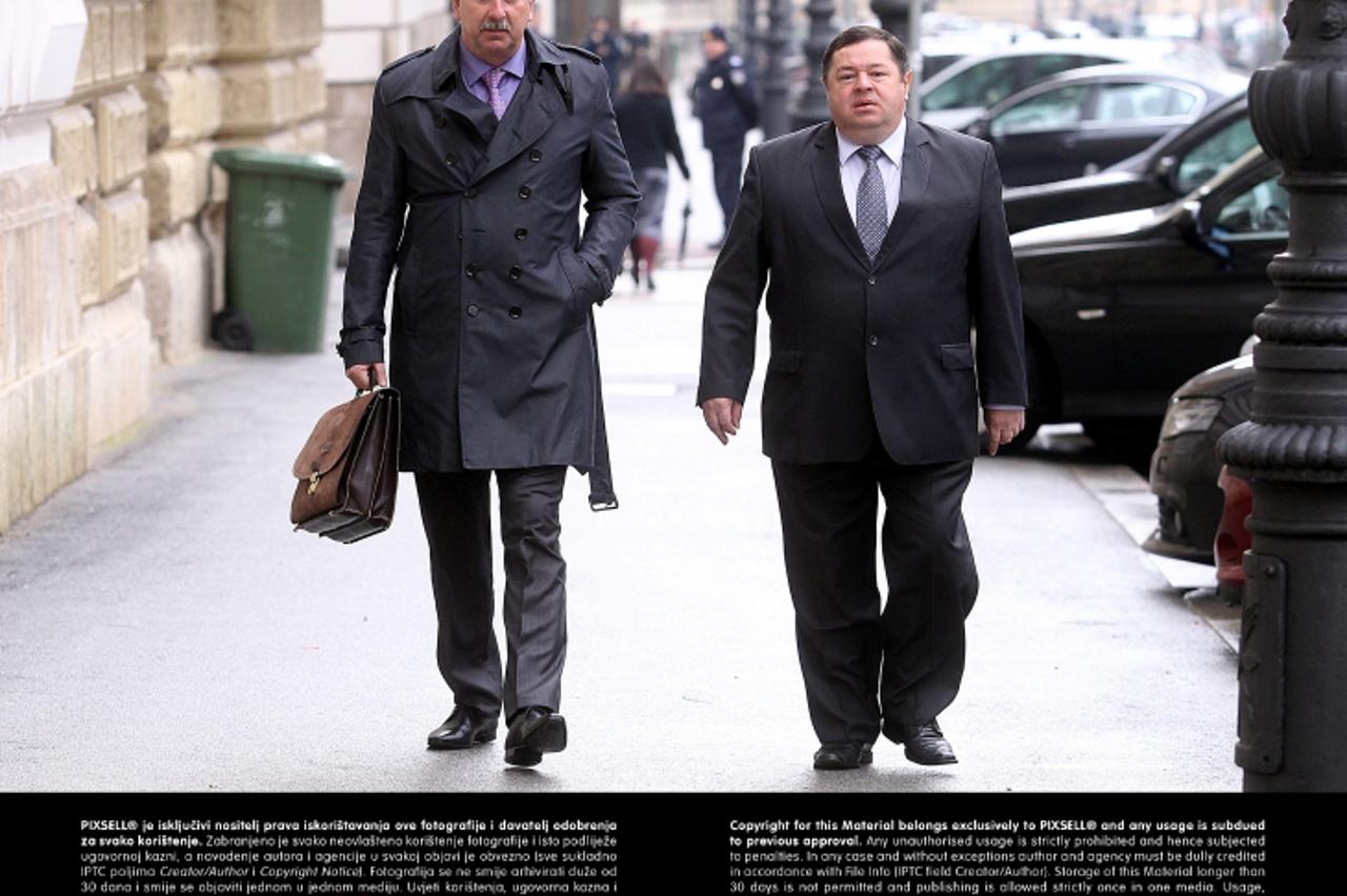 '07.03.2013., Zagreb - Dolazak optuzenih u pratnji odvjetnika na Zupanijski sud gdje je odrzano pripremno rociste za aferu Planinska. Petar Cobankovic, Mate Matic.  Photo: Goran Stanzl/PIXSELL'
