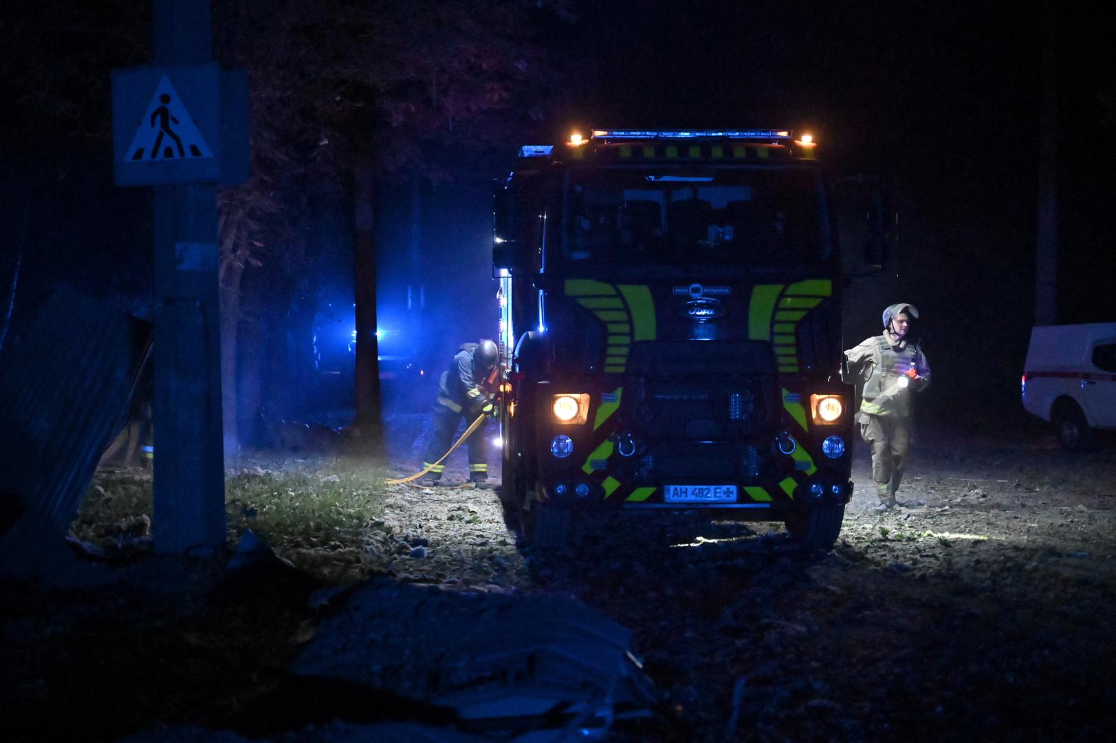 Ukrainian emergency services conduct a search and rescue operation among the rubble of a destroyed hotel following a Russian strike in the town of Kramatorsk on August 24, 2024, amid the Russian invasion of Ukraine. A nighttime Russian strike on a hotel in the eastern Ukrainian city of Kramatorsk wounded two journalists, while a third was missing in the rubble, authorities said Sunday. Vadym Filashkin, head of the Donetsk regional government, said the journalists were British, US and Ukrainian nationals and that a search operation was underway for the missing journalist.      GENYA SAVILOV/Pool via REUTERS Photo: GENYA SAVILOV/REUTERS