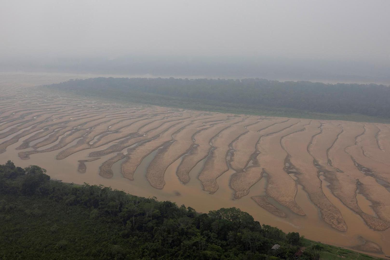 The Solimoes River, one of the largest tributaries of the Amazon River, is seen during a Greenpeace flyover to inspect what the National Center for Monitoring and Early Warning of Natural Disasters (Cemaden) says is the most intense and widespread drought Brazil has experienced since records began in 1950, near Tefe, Amazonas state, Brazil September 17, 2024. REUTERS/Jorge Silva Photo: JORGE SILVA/REUTERS