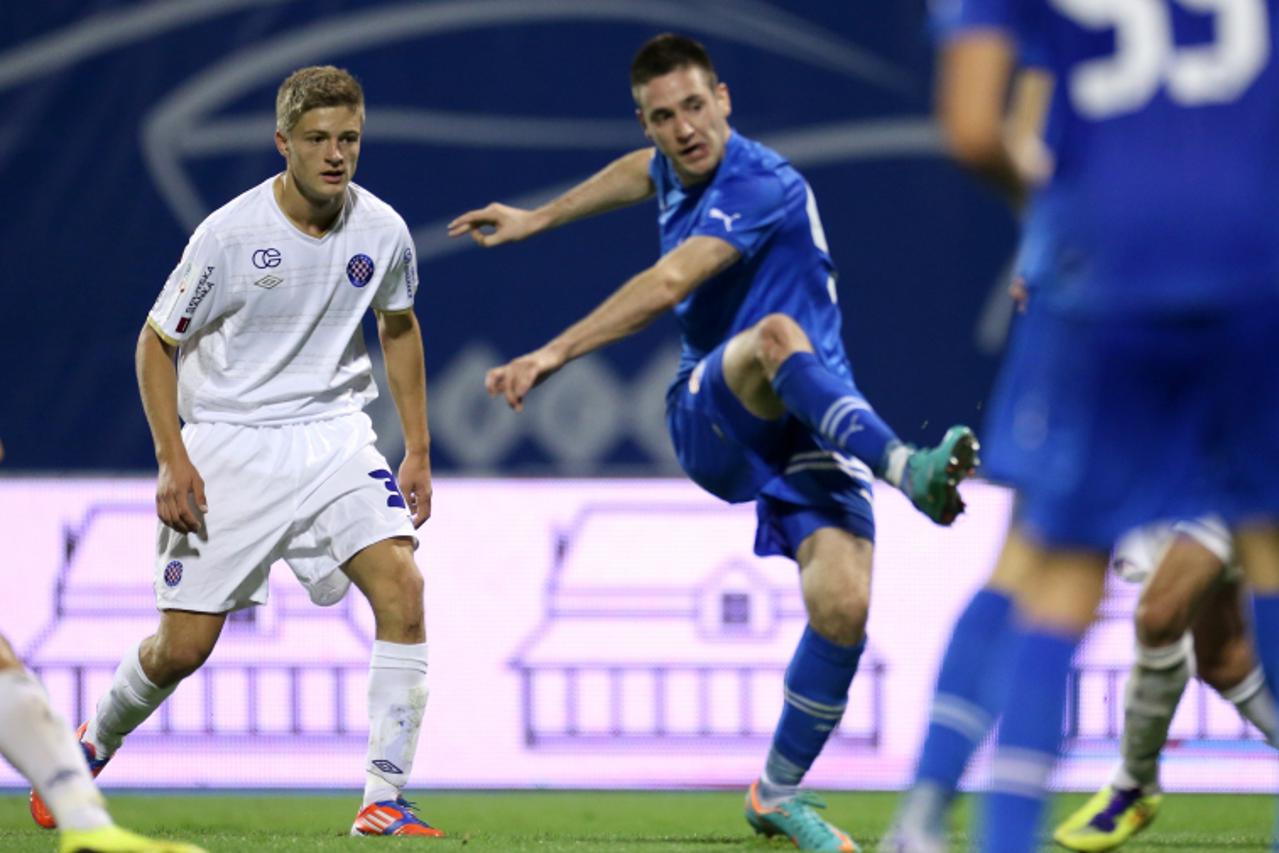 '29.09.2012., stadion u Maksimiru, Zagreb - 1. HNL, 10. kolo, GNK Dinamo -  HNK Hajduk. Josip Basic, Duje Cop. Photo: Sanjin Strukic/PIXSELL'