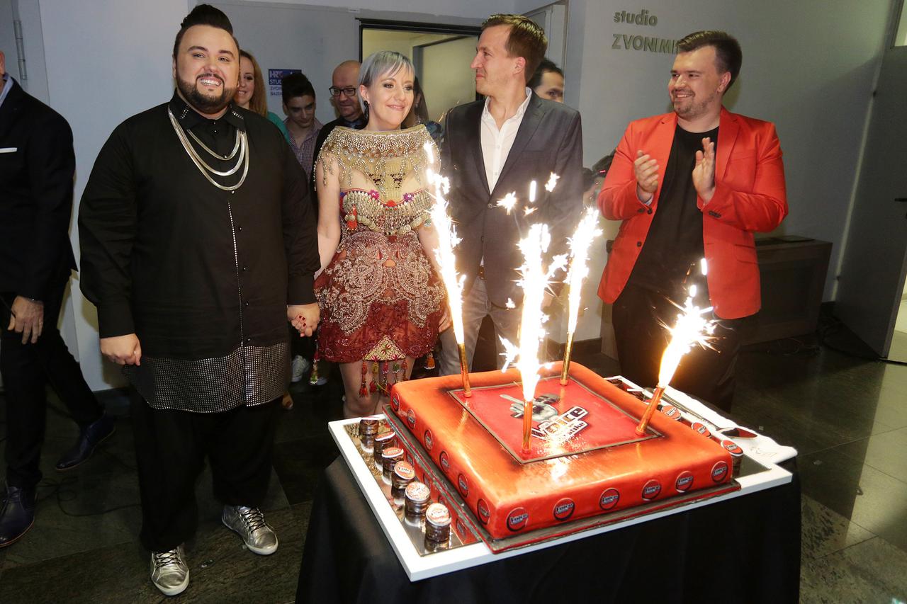 25.04.2015., HRT, Zagreb - Finalna emisija glazbenog showa The Voice - najljepsi glas Hrvatske. Jacques Houdek, Nina Kraljic, pobjednica showa The Voice. Photo: Borna Filic/PIXSELL