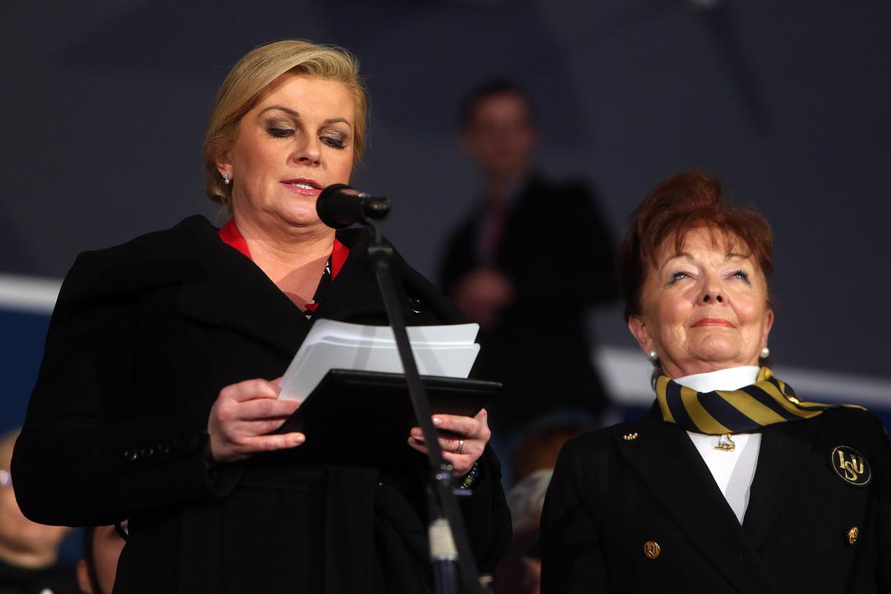 13.03.2015., Dom sportova, Zagreb - Svecano otvorenje ISU Svjetsko juniorsko prvenstvo u sinkroniziranom klizanju 2015. Predsjednica Kolinda Grabar-Kitarovic.  Photo: Dalibor Urukalovic/PIXSELL