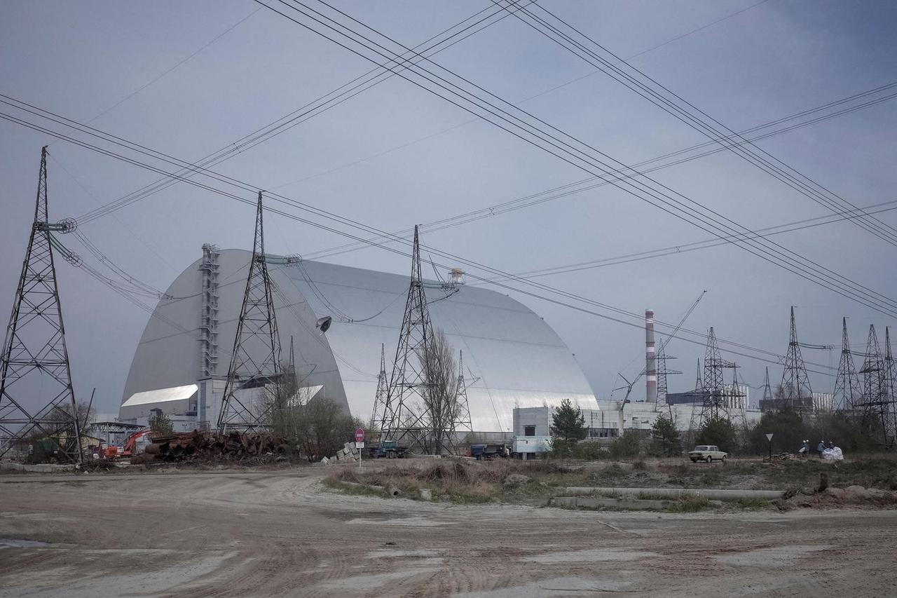 FILE PHOTO: A general view shows a New Safe Confinement structure over the old sarcophagus covering the damaged fourth reactor at the Chernobyl nuclear power plant, in Chernobyl