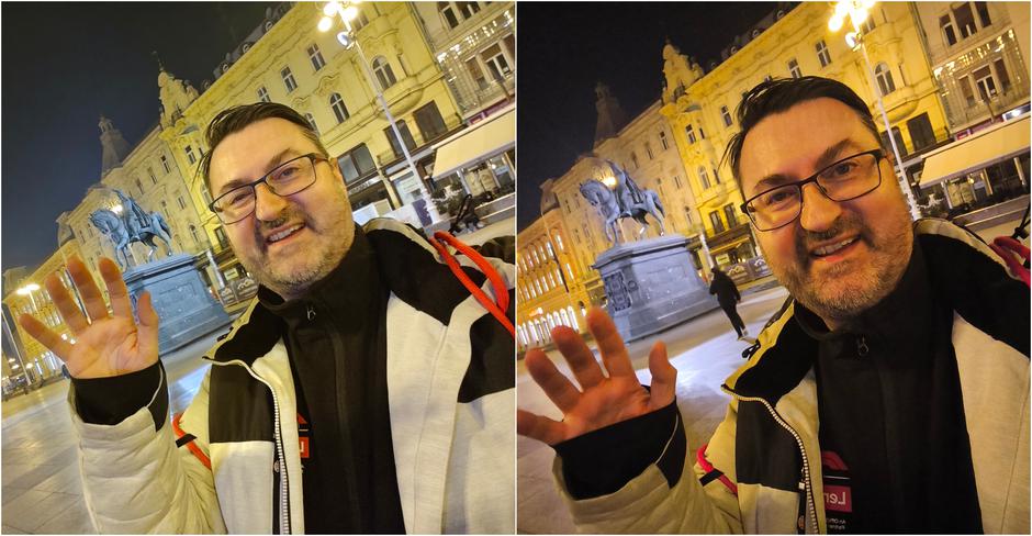 Lijevo je selfie mobitelom Redmi Note 14 Pro + 5G, a desno mobitelom Redmi Note 14 Pro 5G
