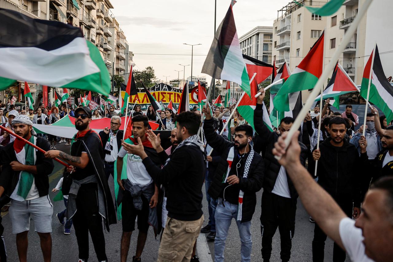 Pro-Palestinian protest in front of the Israeli embassy in Athens