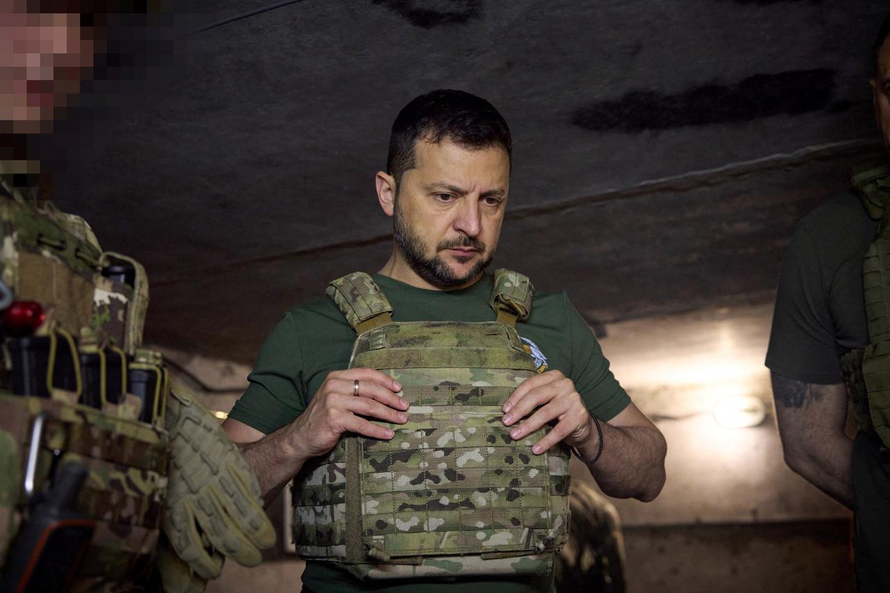 Ukraine's President Zelenskiy visits members of the the Special Operations Forces near Bakhmut