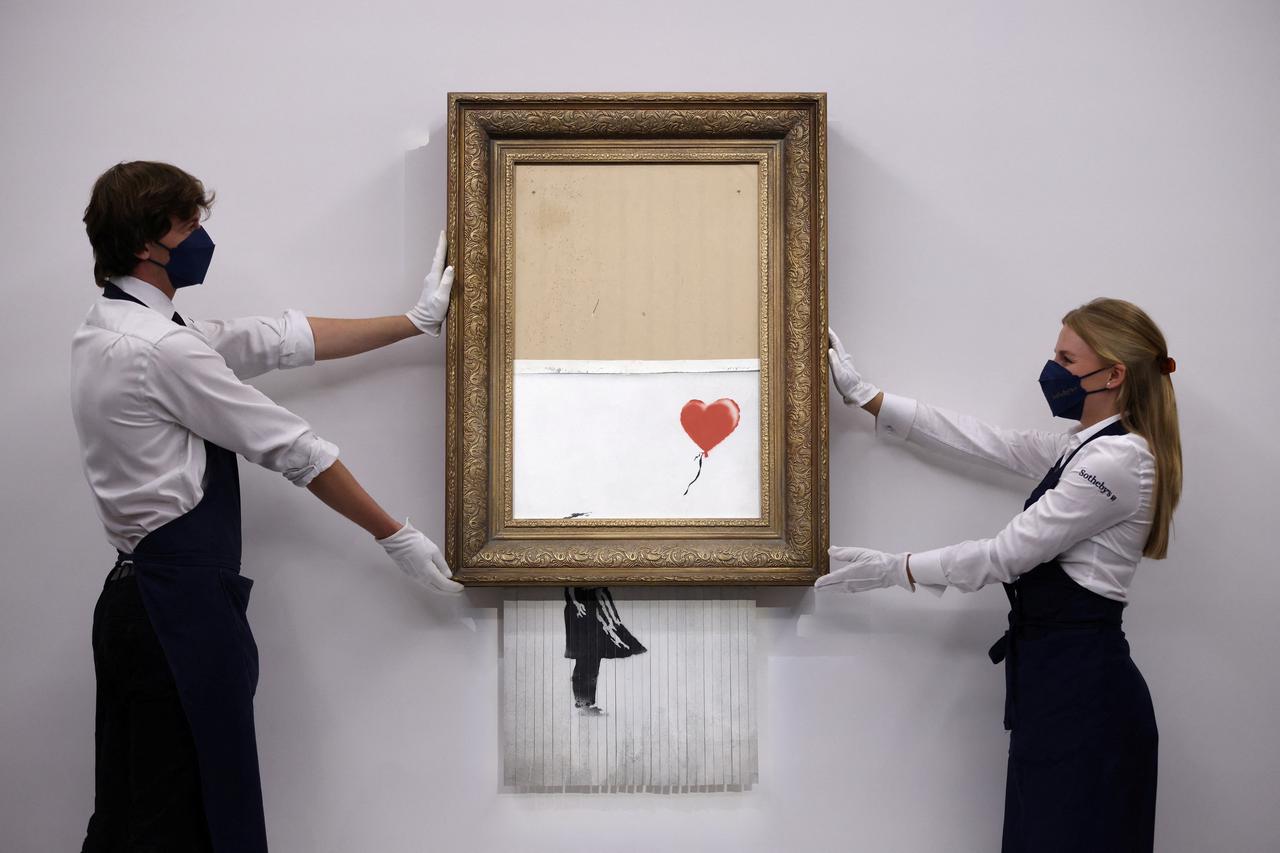 Banksy's 'Love is in the Bin' photocall at Sotheby's