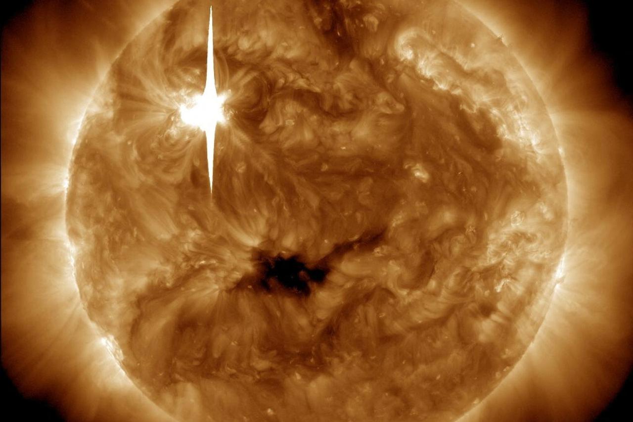 The Sun emits a solar flare