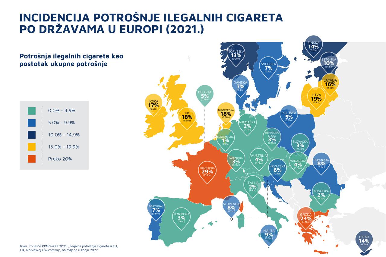 Ilegalno tržište cigareta u EU i dalje nastavlja rasti