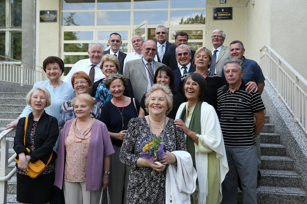 21.06.2014., Zagreb -  Maturanti slave 50. godisnjicu mature u zagrebackoj lll gimnaziji. Photo:Anto Magzan/PIXSELL