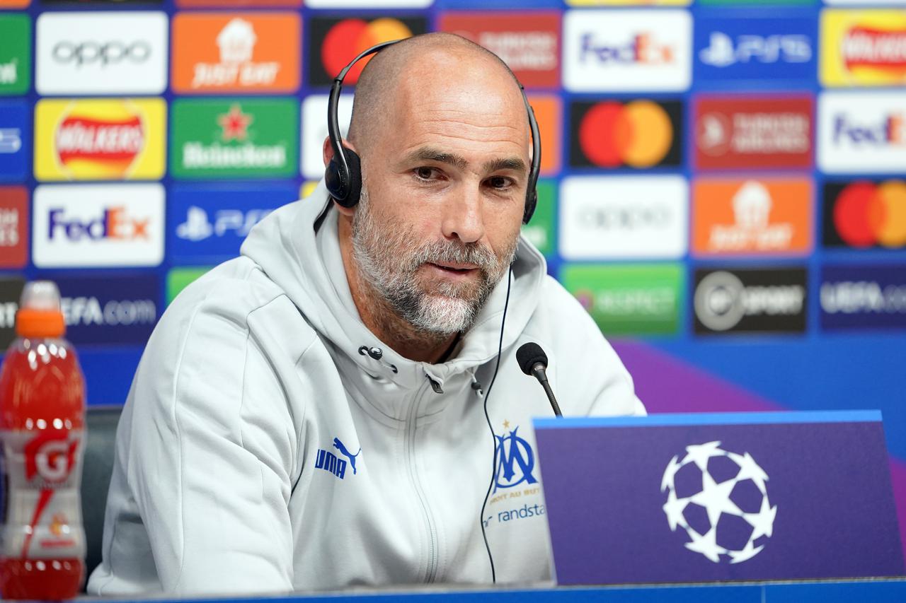 Olympique de Marseille Press Conference - Tottenham Hotspur Stadium