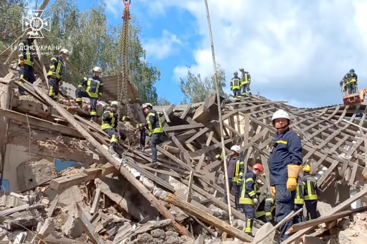 Aftermath of a Russian missile attack in Romny