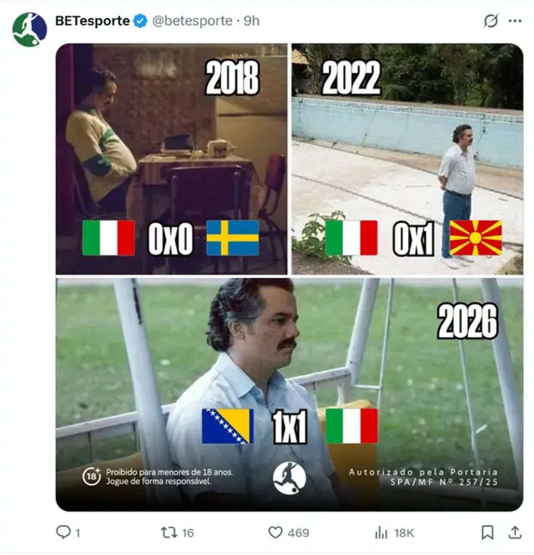 Nogometna reprezentacija Italije treći put zaredom nije uspjela izboriti nastup na Svjetskom prvenstvu