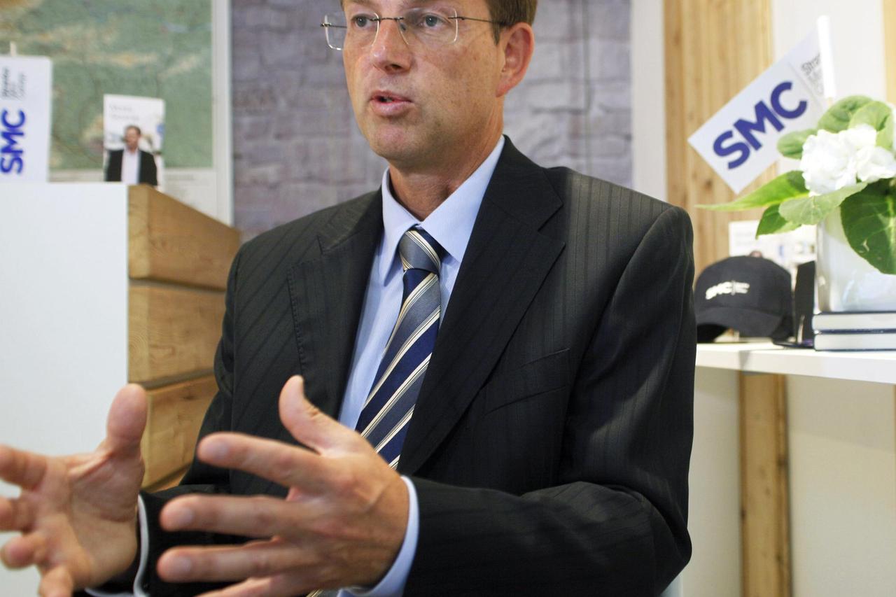 Miro Cerar, leader of the SMC party, speaks during an interview in Ljubljana in this July 2, 2014 file photo. Cerar may be a newcomer to politics, but he is already a household name to the two million people of Slovenia, the euro zone state whose fragile 