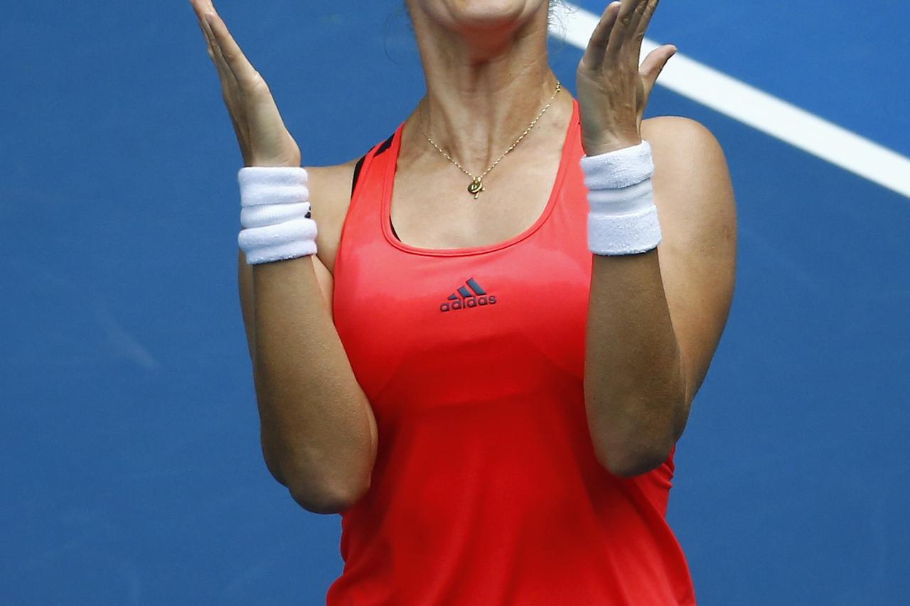 Tennis - Australian Open - Melbourne Park, Melbourne, Australia - 23/1/17 Croatia's Mirjana Lucic-Baroni celebrates winning her Women's singles fourth round match against Jennifer Brady of the U.S. .REUTERS/Edgar Su