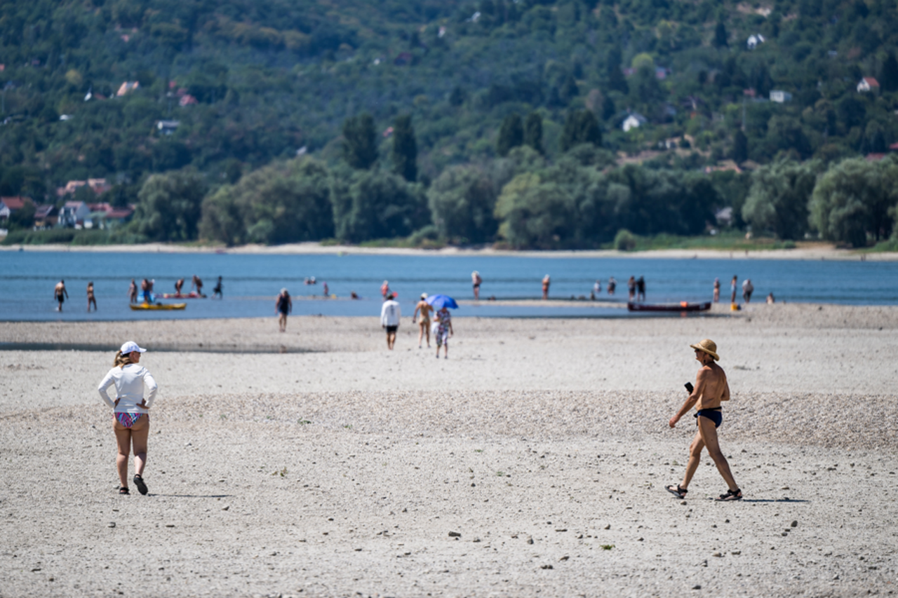 Low water levels on the Danube River in Apatin