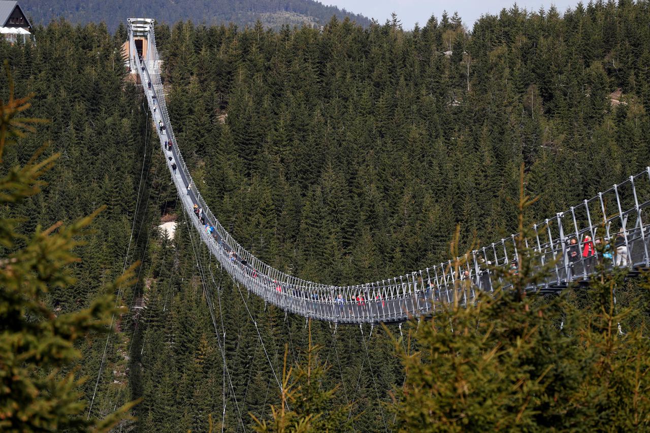 Newly opened world's longest suspension bridge in Dolni Morava