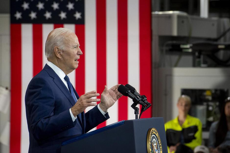 President Joe Biden offers remarks at Volvo Group Powertrain Operations