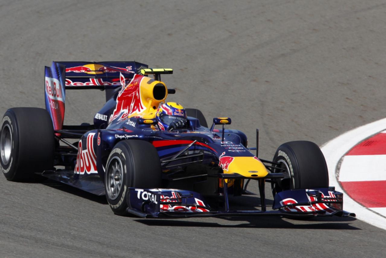 'Red Bull Formula One driver Mark Webber of Australia drives his car during the first practice session ahead of the Turkish F1 Grand Prix at the Istanbul Park racetrack in Istanbul May 28, 2010. The T