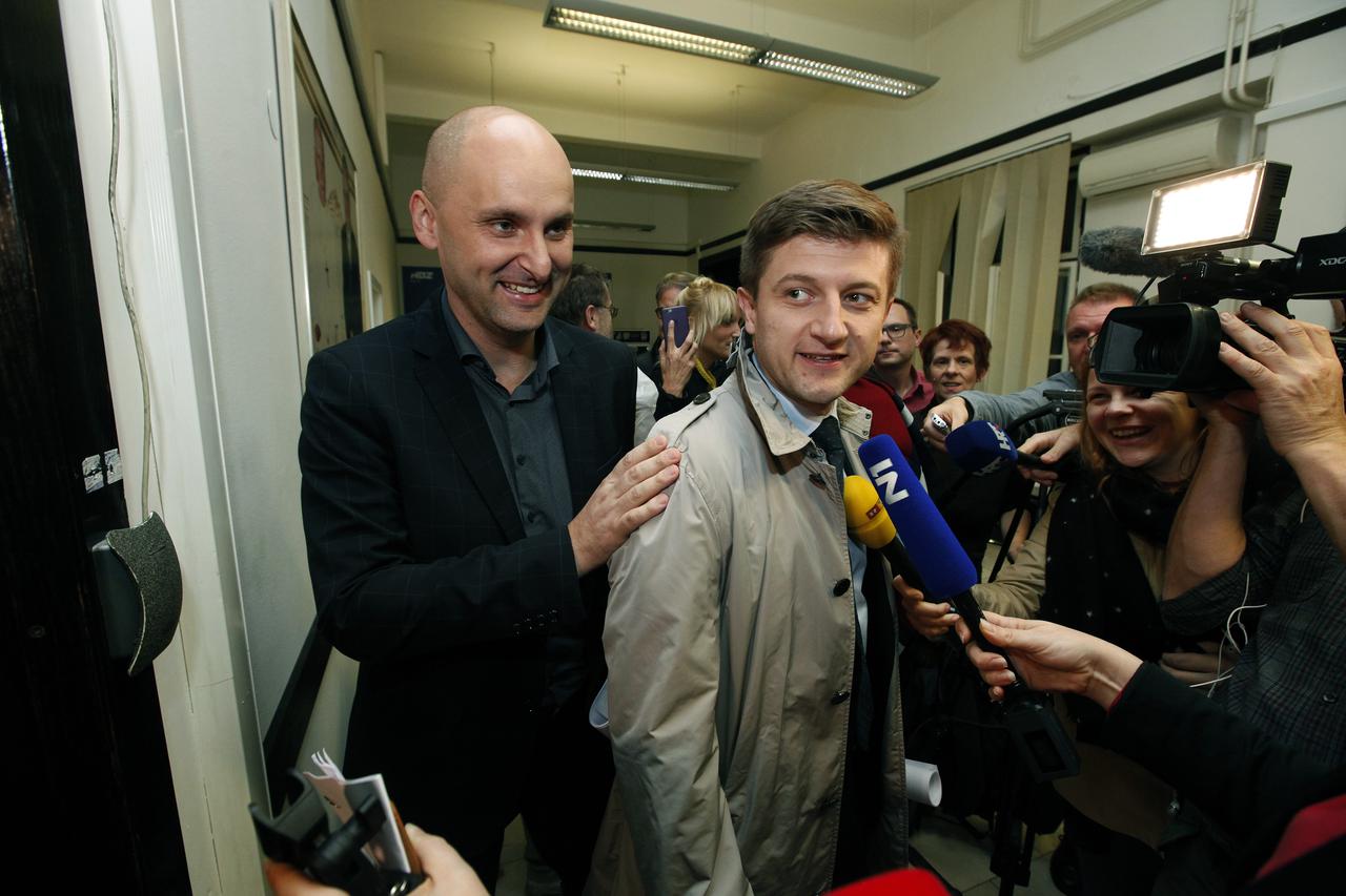 18.10.2016., Zagreb - Dolazak kandidata za buduce ministre na sastanak s Andrejom Plenkovicem u sredisnjicu HDZ-a. Tomislav Tolusic, Zdravko Maric. Photo: Robert Anic/PIXSELL