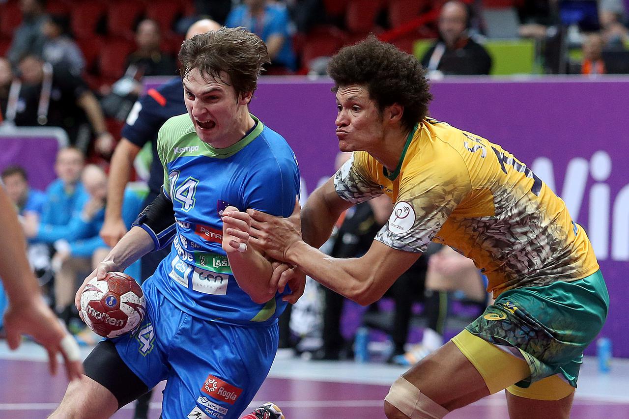 21.01.2015., Duhail Handball Sports Hall, Doha, Katar - 24. svjetsko rukometno prvenstvo, 4. kolo, grupa A, Slovenija - Brazil. SKUBE Sebastian Photo: Goran Stanzl/PIXSELL