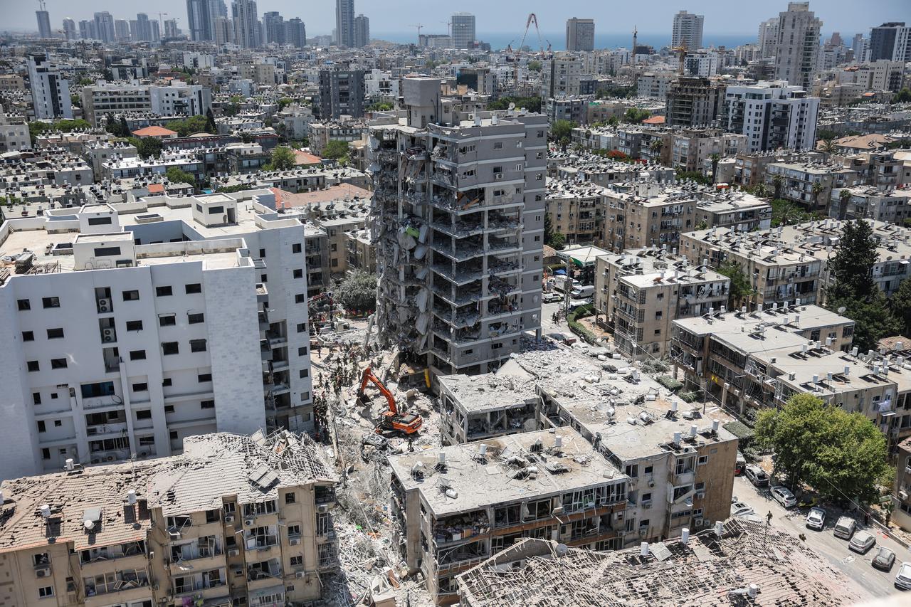 Aftermath of missile attack from Iran on Israel