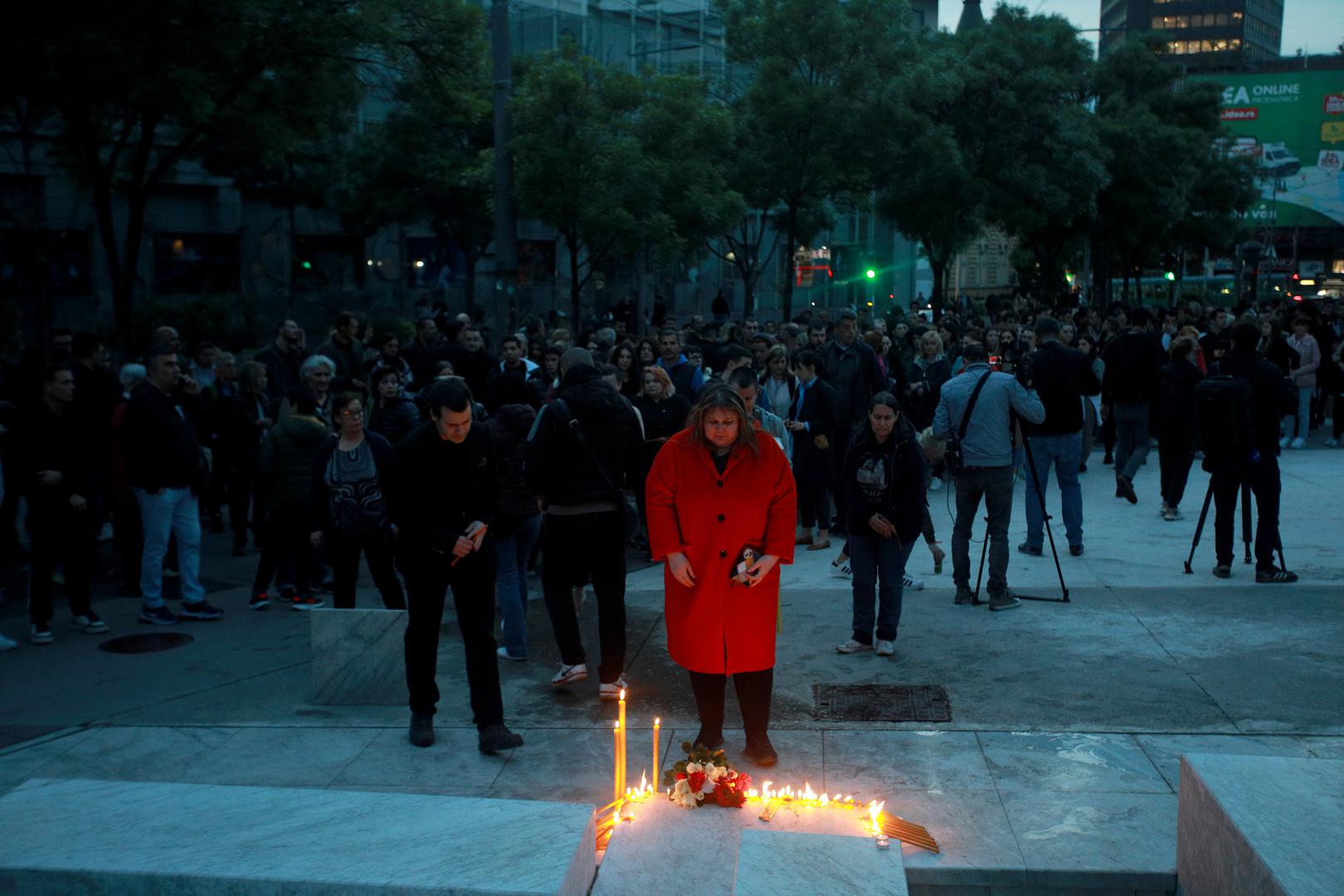 03, May, 2023, Belgrade - Citizens gathered on Cvetni trg to pay their respects to the victims of the tragedy that happened at the "Vladislav Ribnikar" Elementary School this morning when a seventh-grade grader killed eight students and a security guard.    

03, maj, 2023, Beograd - Gradjani su se okupili na Cvetnom trgu kako bi odali pocast stradalima u tragediji koja se desila u Osnovnoj skoli "Vladislav Ribnikar" jutros kada je cenik sedmog razreda ubio osam ucenika i radnika obezbedjenja.    Photo: Milos Tesic/ATAImages/PIXSELL