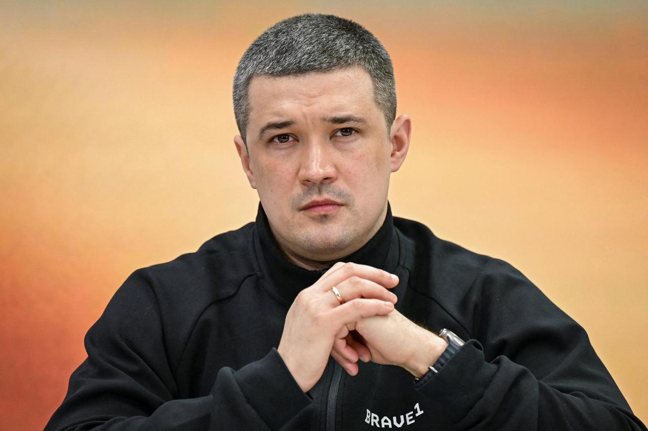Ukraine's Defence Minister Mykhailo Fedorov attends a press conference Kyiv