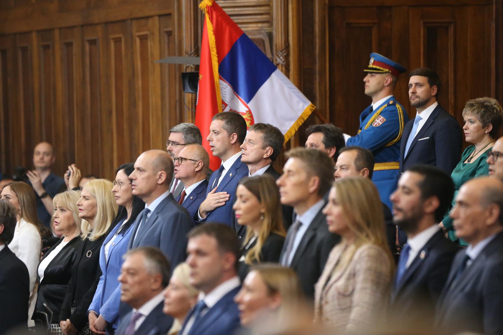 02, May, 2024, Belgrade - The Prime Minister of the Republic of Serbia, Milos Vucevic, and the ministers took the oath in the Assembly of the Republic of Serbia, and with that, their mandate officially began. Photo: F.S./ATAImages02, maj, 2024, Beograd - Predsednik Vlade Republike Srbije Milos Vucevic i ministri polozili su zakletvu u Skupstini Republike Srbije, a time je poceo i zvanicno da im tece mandat. Photo: F.S./ATAImages Photo: F.S./ATAImages/PIXSELL