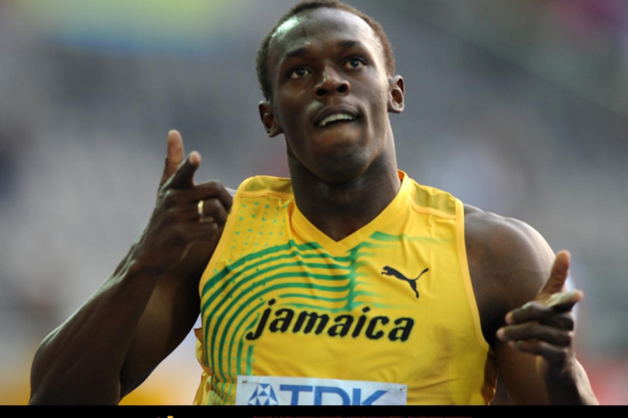 'Jamaica\'s Usain Bolt celebrates winning his 100m semi final Photo: Press Association/Pixsell'