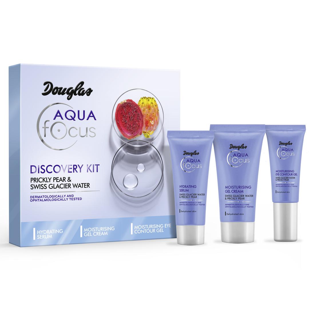 Douglas Expert Lines Aqua Focus Discovery Kit, set za lice koji sadrži serum 10 ml, gel krema 20 ml, gel za područje oko očiju 7,5 ml, 99,90 kn