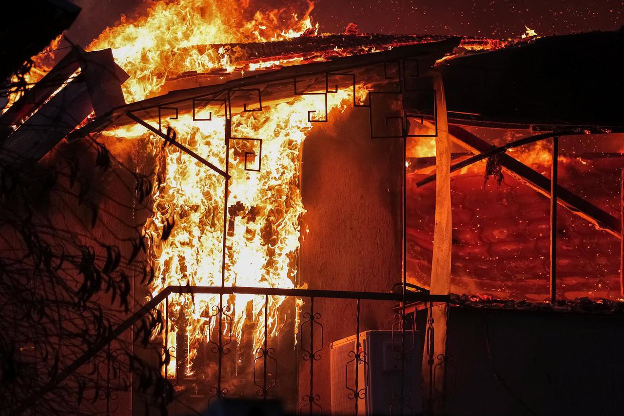 Russian missile and drone strike in Brovary