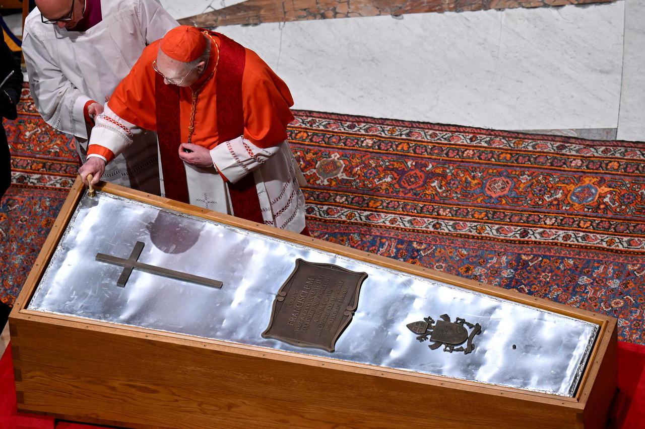 Casket of Pope Francis is sealed ahead of his funeral at the Vatican