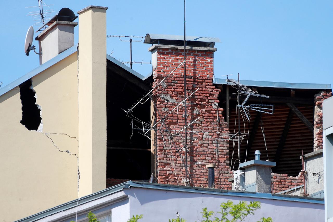 Zagreb: Renovirana zgrada u Masarykovoj ulici u potresu ostala bez bočnog zida