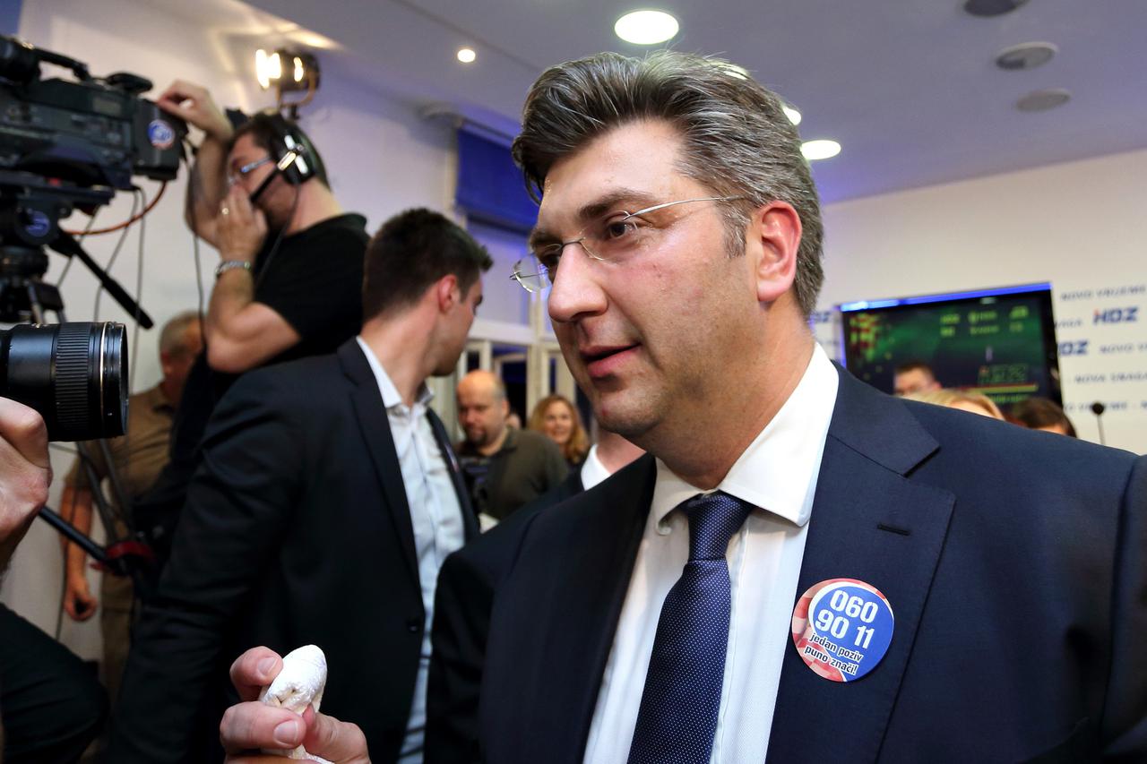 25.05.2014., Zagreb - Pracenje rezultata izbora za zastupnike u Europski parlament u stozeru HDZ-a. Andrej Plenkovic.