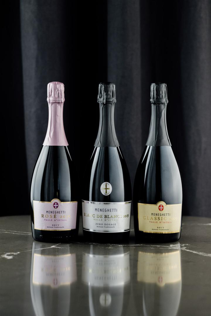Meneghetti Pjenušava Vina: Classic Brut Rose, Blanc de Blancs, Classic Brut