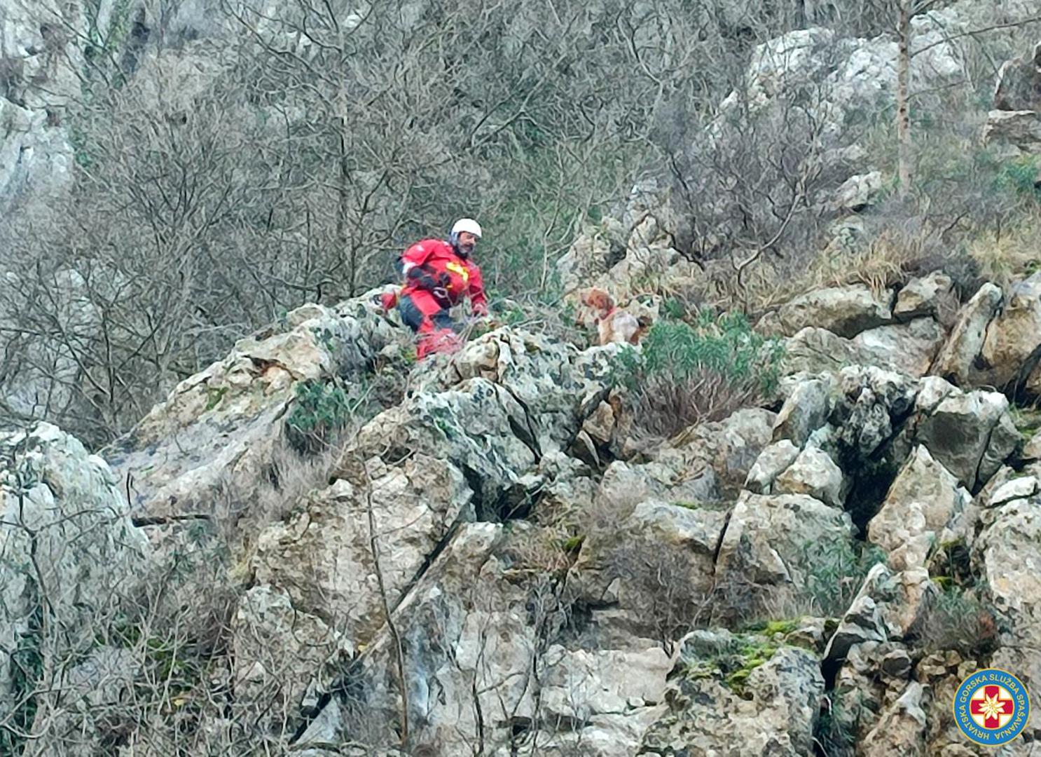 Drugi dan je bio uspješan te su dvojica spašavatelja iznemoglog i uplašenog psa prebacili preko rijeke i spasili ga.