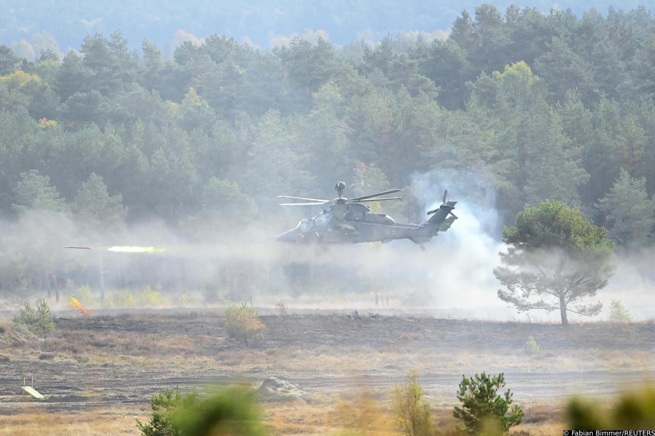 German Chancellor Scholz visits German army training at a military base in Bergen