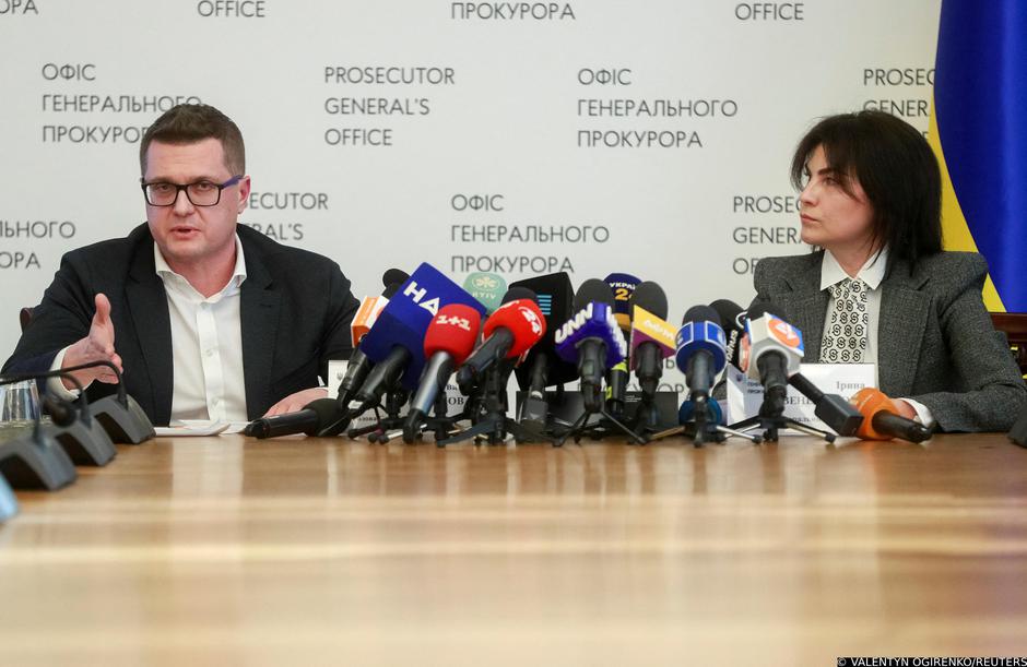 FILE PHOTO: Head of the Security Service of Ukraine (SBU) Bakanov and Ukraine's Prosecutor General Venediktova attend a news briefing in Kyiv