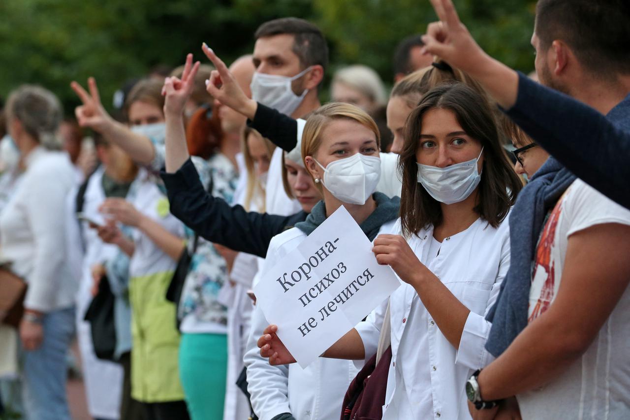 Healthcare workers protest against violence in Moscow
