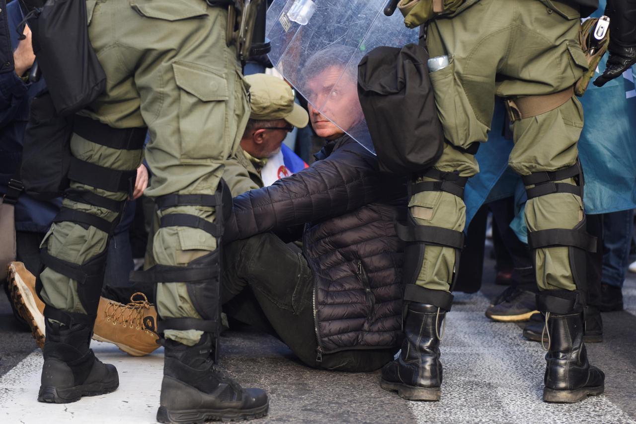 Serbia's environmental groups block a highway to protest against laws on referendum and expropriation in Belgrade