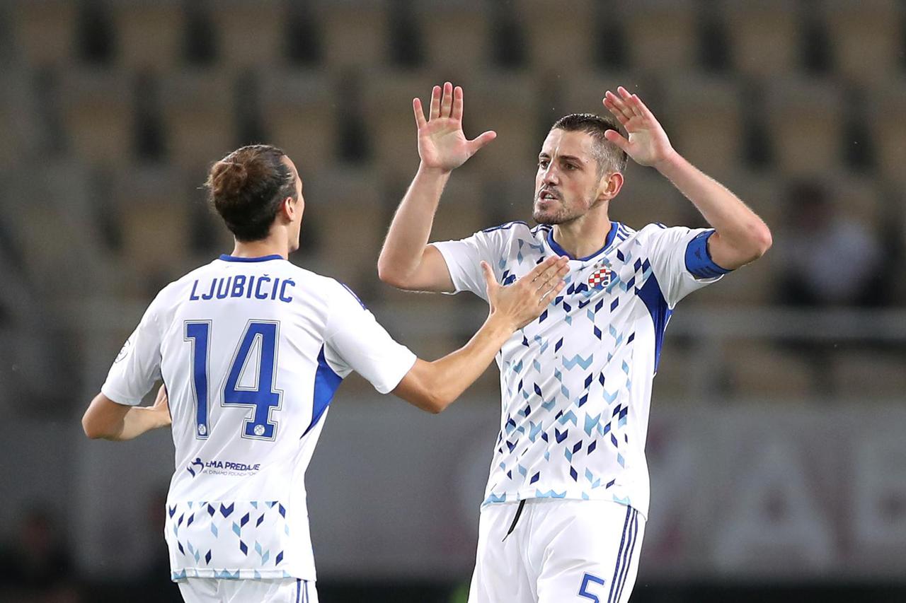 Slavlje Dinamovih igrača nakon prvog pogotka Ademija