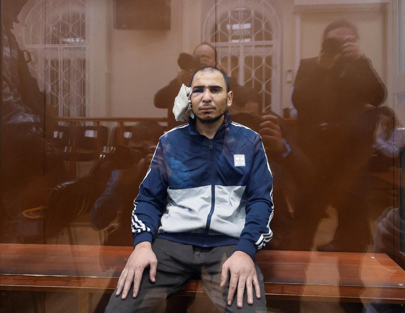 Saidakrami Murodali Rachabalizoda, a suspect in the shooting attack at the Crocus City Hall concert venue, sits inside behind a glass wall of an enclosure for defendants at the Basmanny district court in Moscow, Russia March 24, 2024. REUTERS/Shamil Zhumatov Photo: SHAMIL ZHUMATOV/REUTERS