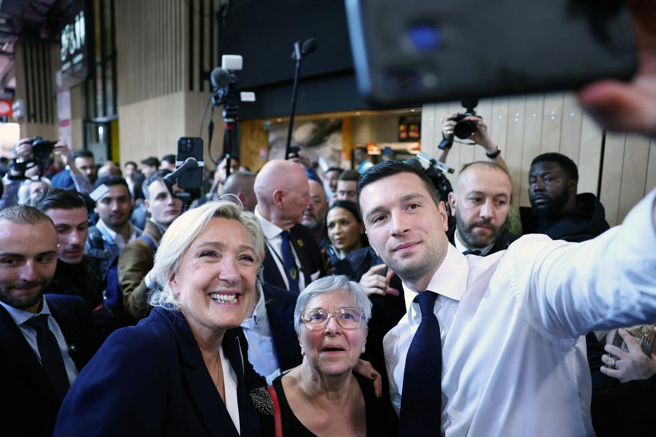 French far-right Marine Le Pen and Jordan Bardella at the Paris International Agricultural Show