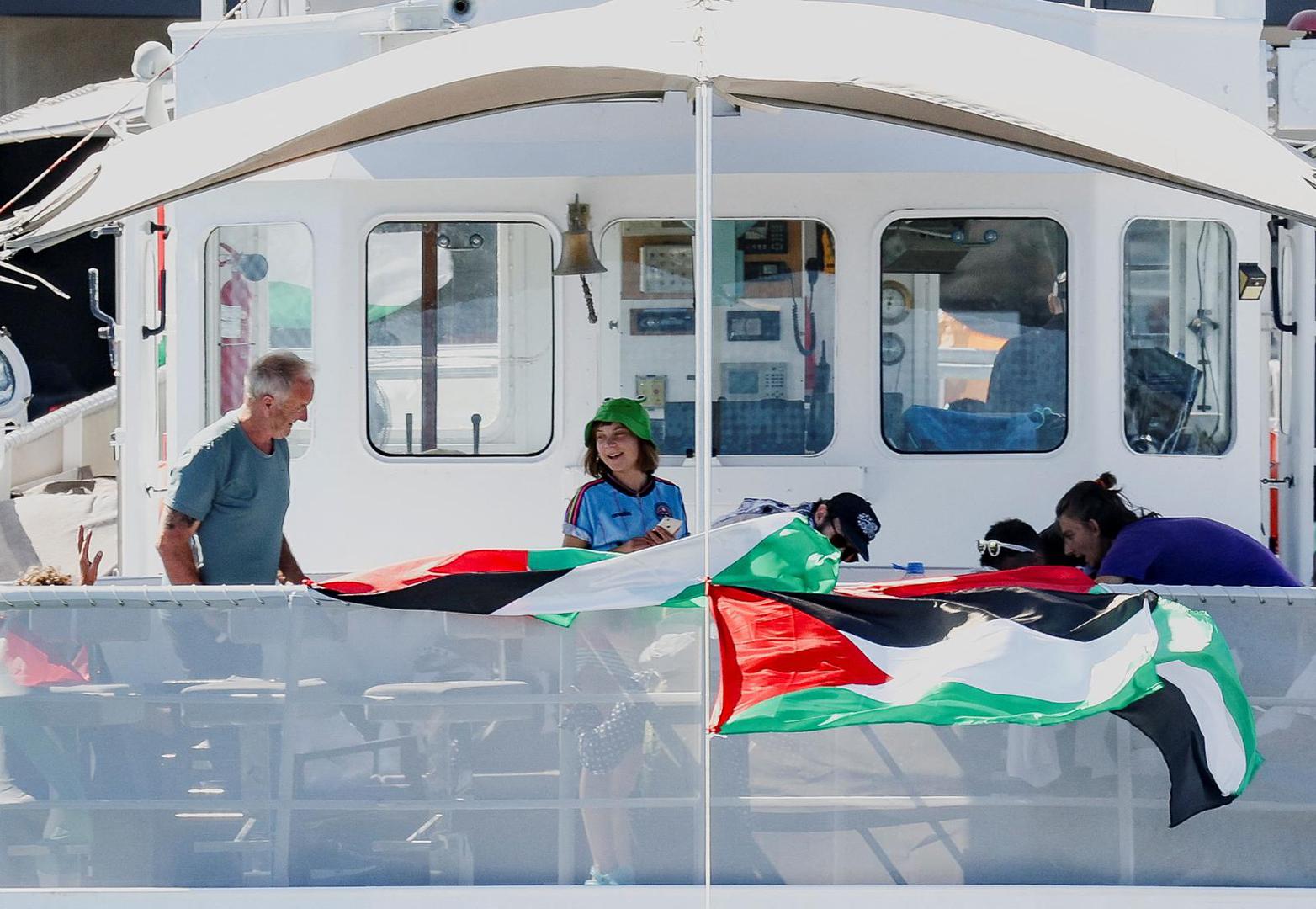 Swedish activist Greta Thunberg and other flotilla members wait on their boat to depart to Gaza from Barcelona, Spain September 1, 2025. REUTERS/Bruna Casas     TPX IMAGES OF THE DAY Photo: BRUNA CASAS/REUTERS