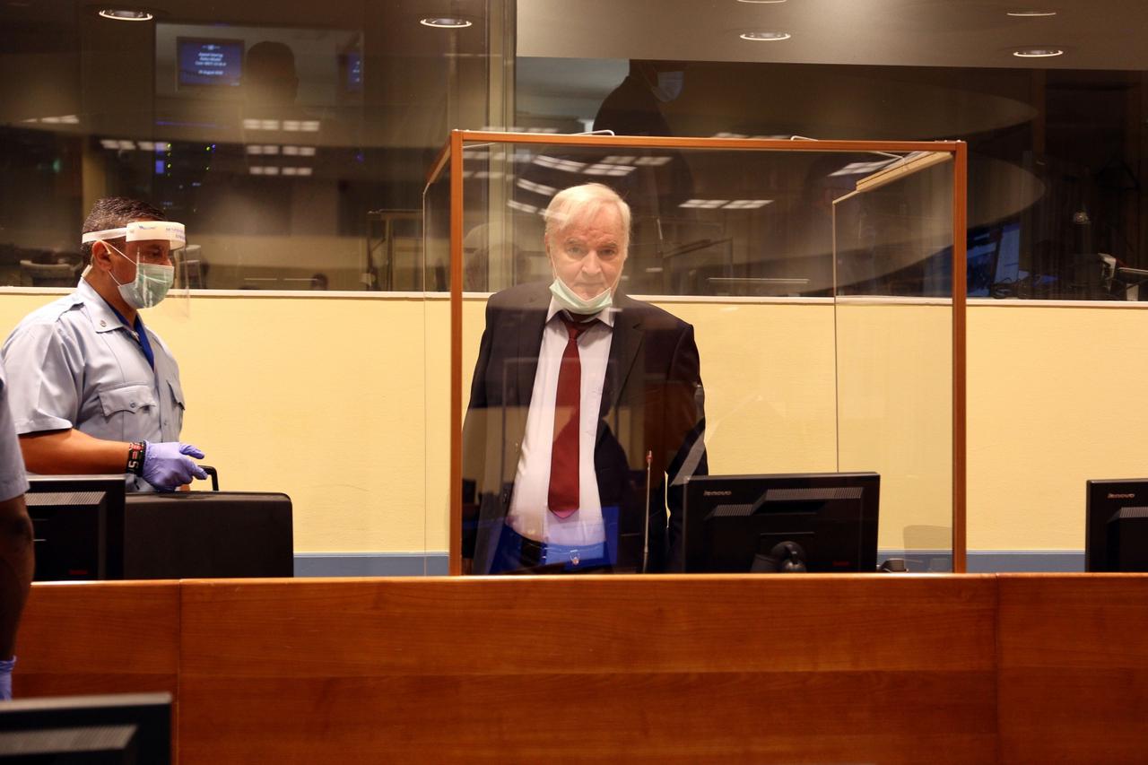 Former Bosnian Serb military leader Ratko Mladic attends his appeal hearing in The Hague