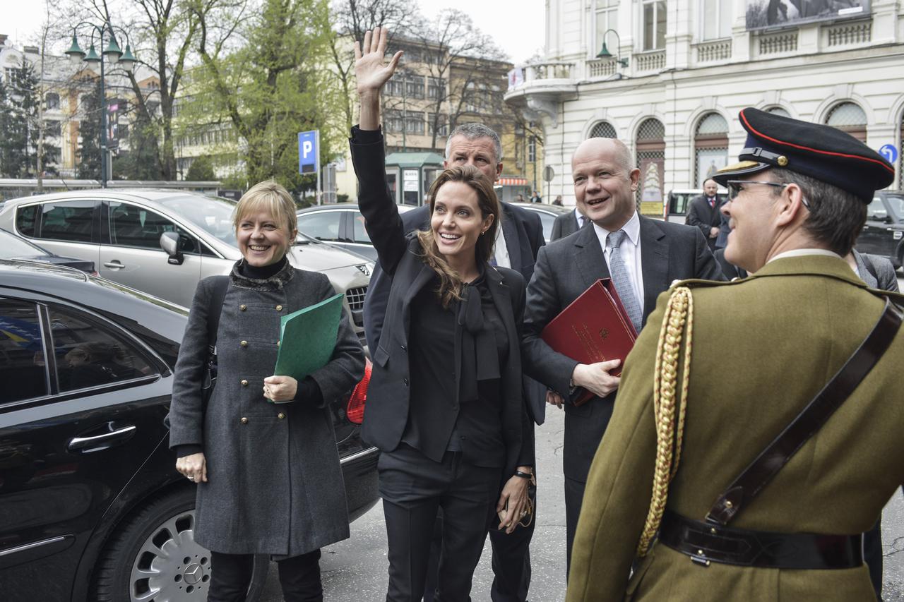 Angelina Jolie and William Hague in SarajevoAngelina Jolie accompanied by First Secretary of State, William Hague in Sarajevo. The actress, a special envoy of the United Nations High Commissioner for Refugees, met Mr Hague at his offices in London this mo