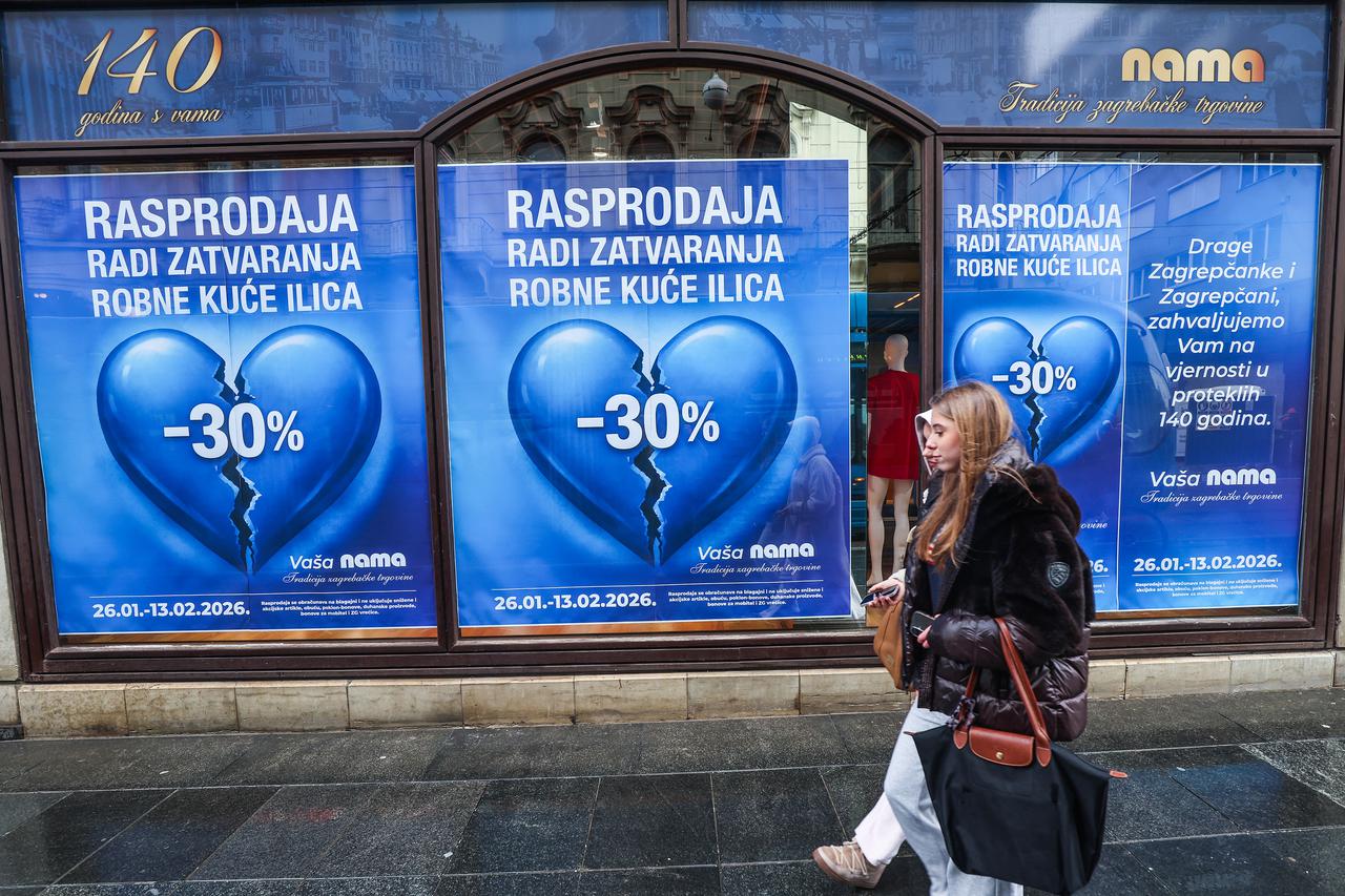 Zagreb: Velika rasprodaja robne kuće Nama pred zatvaranje